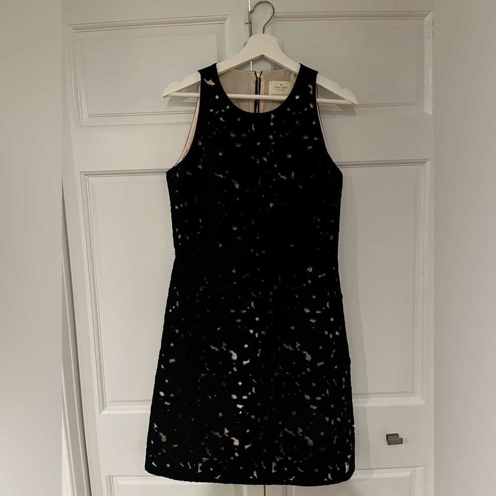 Kate Spade black lace shift with light pink underlay